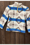 DLH2609 BLUE AZTEC PRINT SHERPA PULLOVER