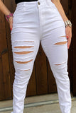 J513 White distressed women skinny jeans