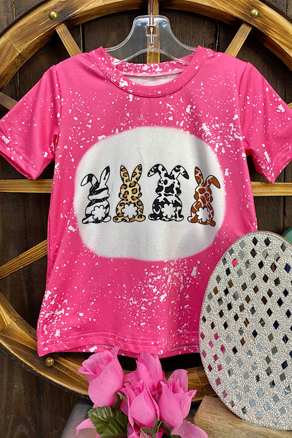 DLH1230-02 Pink bunny printed girl t-shirt