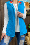 DL8362-2 Serape/turquoise reversible zipper vest w pockets (Tag is removable)