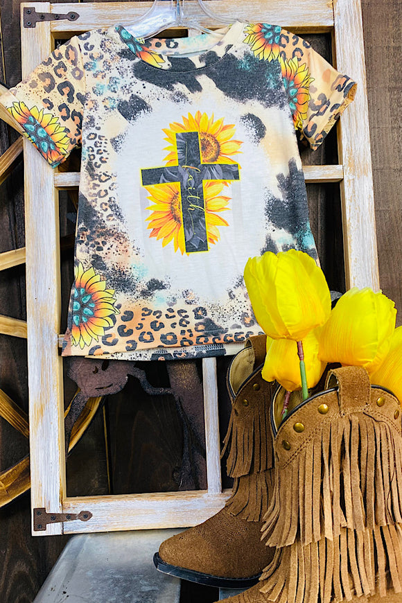 DLH1121-6 FAITH Animal & sunflower printed girls t-shirt