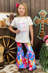 DLH1215-11 In a world where you can be anything be kind tie dye printed girls set