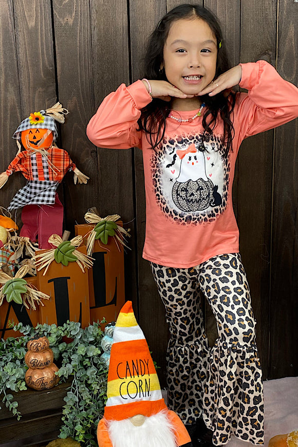GLP0017 Halloween ghost leopard printed girl outfit