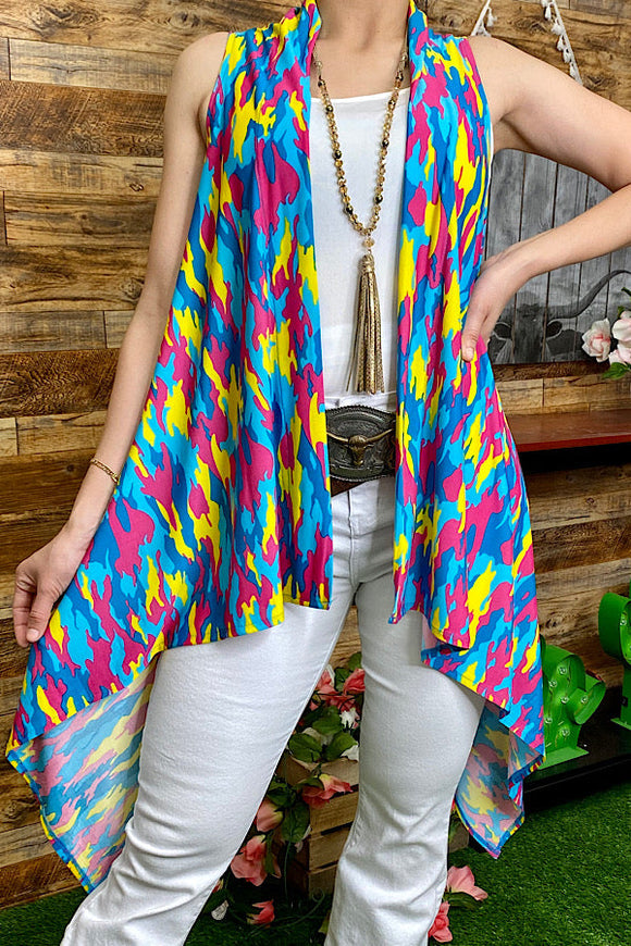 YMY5601 Multi-color camo printed vest